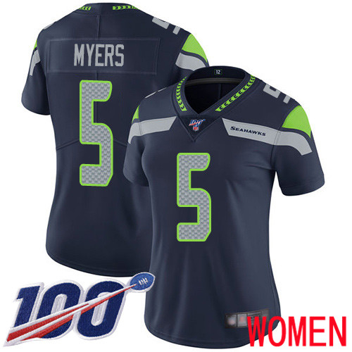 Seattle Seahawks Limited Navy Blue Women Jason Myers Home Jersey NFL Football #5 100th Season Vapor Untouchable->youth nfl jersey->Youth Jersey